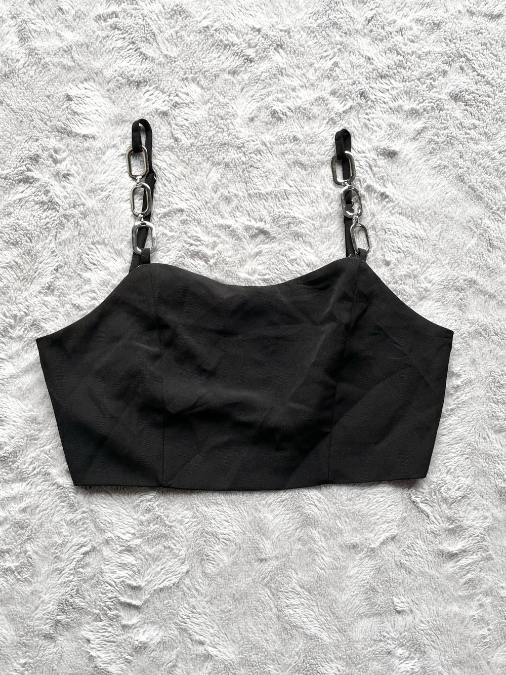 Black Chain-Strap Crop Top